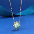 wholesale 925 Silver, Italian Craftsmanship, Vintage Style 6*8 Opal Pendant Necklace, Same as Xiaohongshu Zhuo Zhifan Jewelry Ring-0-1