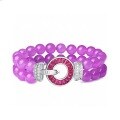 wholesale 925 Silver Gold-Plated Bracelet with High-Carbon Diamonds, Kalla Violet Chalcedony, Balla Hutton Double-Row Exquisite Women's Bracelet-0-0