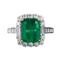 wholesale S925 Silver New Style Simulated Emerald 2 Carat Group Setting Full Diamond Ring for Women 7*9 Cross-Border-0-4