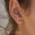 wholesale S925 Sterling Silver ultra-sparkling green diamond earrings, fashionable, trendy, luxurious, and exquisitely irregular-0-2