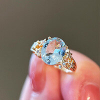 wholesale S925 Sterling Silver Plated 18K Gold Blue Zircon Starry Ring, Exquisite and Ethereal Luxury for Women-BZ0157-Gold US size 10