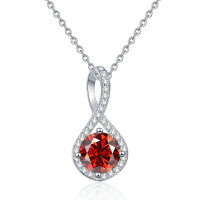 S925 Silver Moissanite Infinity Pendant Necklace-2-carat red moissanite