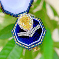 wholesale S925 silver jewelry new high-carbon diamond powder yellow diamond 6*9 teardrop ring women'sins style-0-3