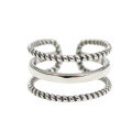 wholesale S925 Sterling Silver AR1201 Korean Style Fashionable and Retro Three-Layer Twist Edge Open Adjustable Ring-0-4