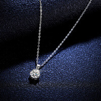 Sterling Silver Pendant Moissanite Necklace Women's Plum Flower Ins Style-1-carat necklace (set with D-color moissanite)  925 silver