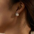 wholesale S925 Sterling Silver Elegant Bow Pearl Design Women's Earrings, Luxurious and Versatile-0-0