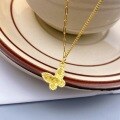 wholesale S925 Sterling Silver Dragon Scale Engraved Butterfly Necklace for Women, Fashionable and Versatile Small Design Elegant High-End Collarbone Chain-0-1