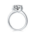 wholesale S925 Silver GRA Certified Moissanite Ring for Women, Light Luxury Bull Head Four-Prong Setting, 15/2/3 Carat Moissanite-0-4