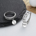 wholesale S925 Sterling Silver Woven Letter Pendant Charm Tassel Chain Ring Trendy Niche-0-0