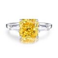wholesale S925 Sterling Silver Goose Yellow Ring for Women, Small and Luxurious, Ice Flower Zirconia Rectangular High-Carbon Diamond Ring Collection-0-19