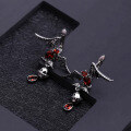 wholesale S925 Sterling Silver Dark Series Designer Gemstone Earrings with Bat Design, Inlaid with Natural Garnet-0-1
