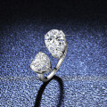 Sterling Silver Moissanite Ring Women's Luxury Set Fancy Heart Pear Shape 6 Carats-0-2