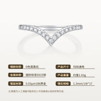925 Silver V-Shape Moissanite Minimalist Stackable Ring, Wholesale-1.3mm/1 point Moissanite * 17 / S925 Sterling Silver  Adjustable opening