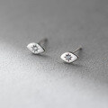 wholesale S925 Sterling Silver Single Diamond Oval Sunflower Stud Earrings, Korean Style Fashionable Commuter Ins Style Jewelry M05212-0-2