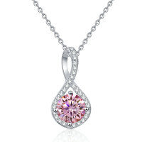 S925 Silver Moissanite Infinity Pendant Necklace-2-carat pink moissanite