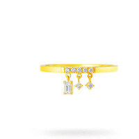 wholesale Gold-Plated 925 Sterling Silver Zircon Fashion Light Luxury Ring from Duli Jewelry's New Collection-Simple zircon tassel sterling silver ring  No. 5 (Mido)