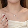 wholesale S925 Sterling Silver Diamond-Inlaid Five-Petal Flower Butterfly Tassel Necklace, Fashion Minimalist Niche Sophisticated Collarbone Jewelry-0-3