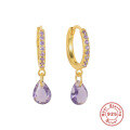 wholesale S925 Sterling Silver Geometric Teardrop Diamond-Encrusted French Ear Clasp, an。-0-7