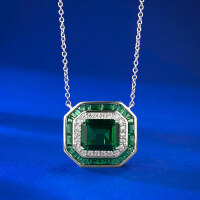 wholesale S925 Silver Euro-American New 8*10mm Simulated Emerald Necklace Women's Choker from MuJing Jewelry on AliExpress-N261 Emerald Necklace 925 Silver