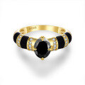 wholesale S925 silver plated with 18k gold new Egyptian style oval 6*8mm moissanite black epoxy ring for women-0-6