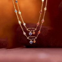 wholesale S925 Sterling Silver Red Elk All-Over Love Chain Bracelet Brooch Bangle Light Luxury Niche Design Commuter Women's-BS0230-Gold 925 Silver