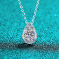 S925 Sterling Silver Moissanite Necklace with Teardrop Pear Pendant, Elegant and Versatile-0-4