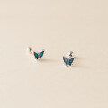 wholesale 999 Silver Exquisite, Simple, Small and Cute Forest-style Blue Butterfly Thread Earrings M06204-0-4