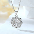 wholesale S925 Silver New European and American Floral Pendant Necklace for Women, High-End Sense Versatile Xiao's Pure Silver Collarbone Chain Design-0-2
