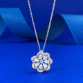 wholesale S925 silver lace trim necklace for women, hollow-outsimulated diamond pendant flower floral necklace-0-5