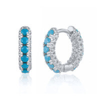 wholesale Metal Circle Ear Cuff With Micro-set Zirconia, Multi-zircon, And Ultra-sparkly Ins Trend-White gold-7mm turquoise