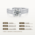 925 Sterling Silver Moissanite Four-Prong Bull Head Double Row Ring-0-4