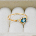 wholesale S925 silver plated with 14k gold Japanese retro-style London blue topaz ring-0-3