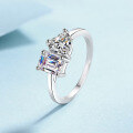 wholesale S925 Sterling Silver Square Sugar Heart 2-Carat Moissanite Ring, Trendy and Unique Small Niche Style Ring, In Stock-0-6