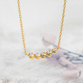 wholesale 14K Gold Plated S925 Silver French Light Luxury Leaf Design White Zircon Necklace-0-1