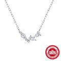 wholesale 925 Sterling Silver Cluster Pendant Necklace with Diamond Accents, Korean Style, Xiaohongshu Inspired Design-0-4