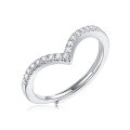 925 Silver V-Shape Moissanite Minimalist Stackable Ring, Wholesale-0-3