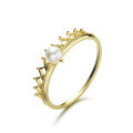 wholesale S925 Silver Gold-Plated with Natural Pearl and Vintage Lace Ring Set for Women-0-5
