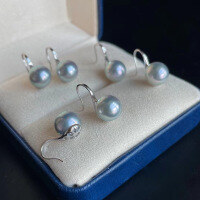 wholesale S925 Sterling Silver Red Elk Earrings with Gray Pearl for Women, Fashionable and Versatile Daily Wear Light Luxury Earrings-BE0111-Platinum 925 Silver
