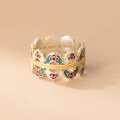 wholesale 999 Silver New Chinese Style Palace-inspired Gold-traced Enamel Phoenix Crown Ruyi Ring R02830-0-2