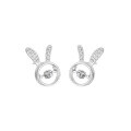 wholesale S925 Sterling Silver Small Rabbit Stud Earrings for Women, Minimalist Animal Design, Dainty and Delicate for Healing Ear Piercings, Diamond-Accented, Dynamic Ear Accessories-0-4
