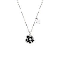 wholesale S925 Sterling Silver Maker's Necklace for Women, Small and Niche High-end Accessories, Minimalist Morning Dew Camellia, Premium Sense Cross Chain-Camellia Necklace 925 Silver