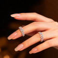 Rhodium-Plated S925 Silver Moissanite Lace Eternity Ring for Women-0-1