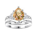 wholesale S925 Sterling Silver 2-Carat Pear-Shaped Moissanite Ring Set for Women, High-End Silver Jewelry Wholesale-0-17