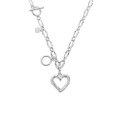 wholesale S925 Sterling Silver 446 Korean Version Ins Original Niche Design Minimalist Versatile Heart Chain Textured Necklace for Women-0-5