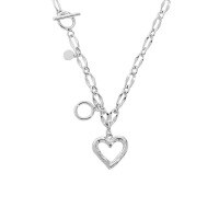 wholesale S925 Sterling Silver 446 Korean Version Ins Original Niche Design Minimalist Versatile Heart Chain Textured Necklace for Women-Silver 925 silver