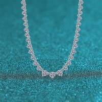 S925 Sterling Silver Full Moissanite Women's Necklace, Luxurious Diamond Design for Layering-12.1-carat pure Mozambique  925 silver