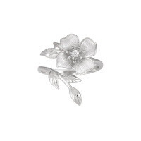 wholesale S925 Sterling Silver RG Diamond-set Four-Shining-Flower Ring Women's Minimalist Style Small Ins High-End French Elegance Silver Ring-Platinum [No. 15/Adjustable] Opening adjustable