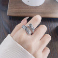 wholesale S925 Sterling Silver Retro Chinese Style Three-Dimensional Phoenix Auspicious Open Adjustable Ring, Creative and Majestic Index Finger Ring-0-3