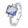 wholesale S925 Sterling Silver Classic Square Gemstone Ring 32 Carat European and American Export Blue Spinel Crystal Ring Fashion-0-1