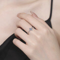 S925 Silver Light Luxury Clover Ring with Moissanite, Minimalist and Versatile for Daily Commute-0-2